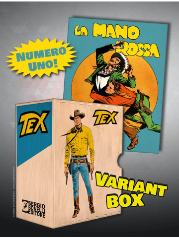 TEX RACCOGLITORE FUMETTI ANNATA IN LEGNO TEX LA MANO ROSSA  LOGO GIALLO